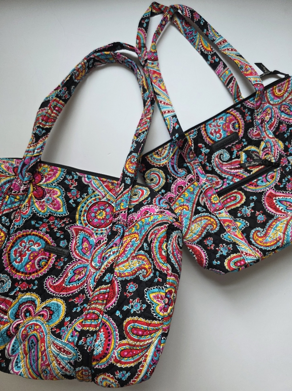 Bundle Vera Bradley Travel Bags Quilted Paisley Weekender Tote Bag Black Printed - Picture 3 of 9